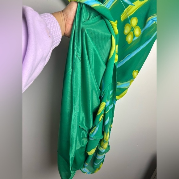 VTG Y2K Gabrielle Mxi Dress Women M Floral Green Sheer Silk Blend Boho Cottage - Picture 10 of 16